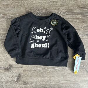 NWT Girls 2T Cat & Jack Black and White Glow In the Dark Halloween Ghost Sweater
